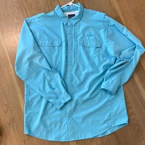 Mens Patagonia fishing shirt, light blue